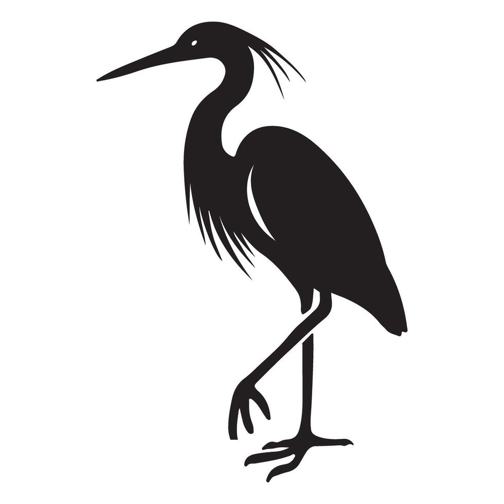 Silhouette of a Graceful Heron Bird Standing vector