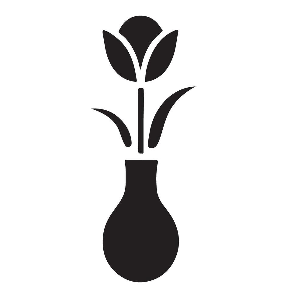 Elegant Tulip in Vase Silhouette Simple Design vector