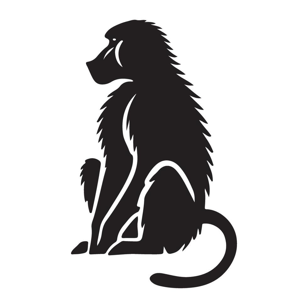 Sitting Baboon Silhouette Graphic Design vector