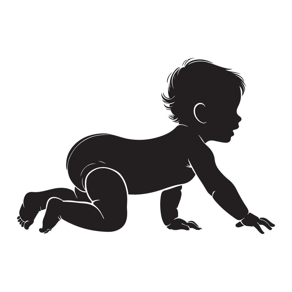 Cute Baby Crawling Silhouette Graphic vector
