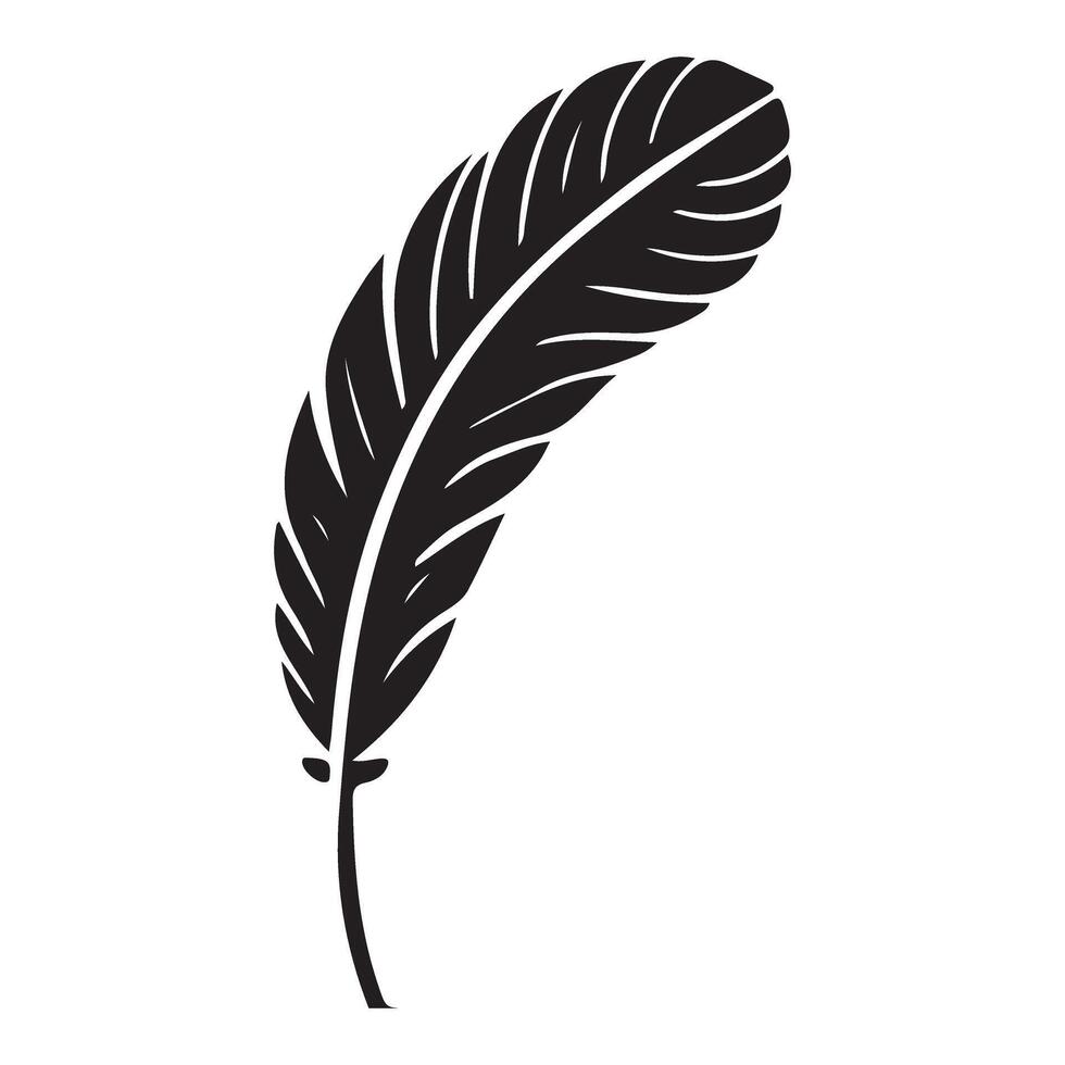 Detailed Black Silhouette Feather Design vector