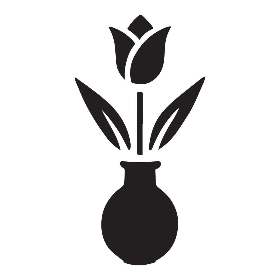Black Silhouette Tulip in a Vase Art vector