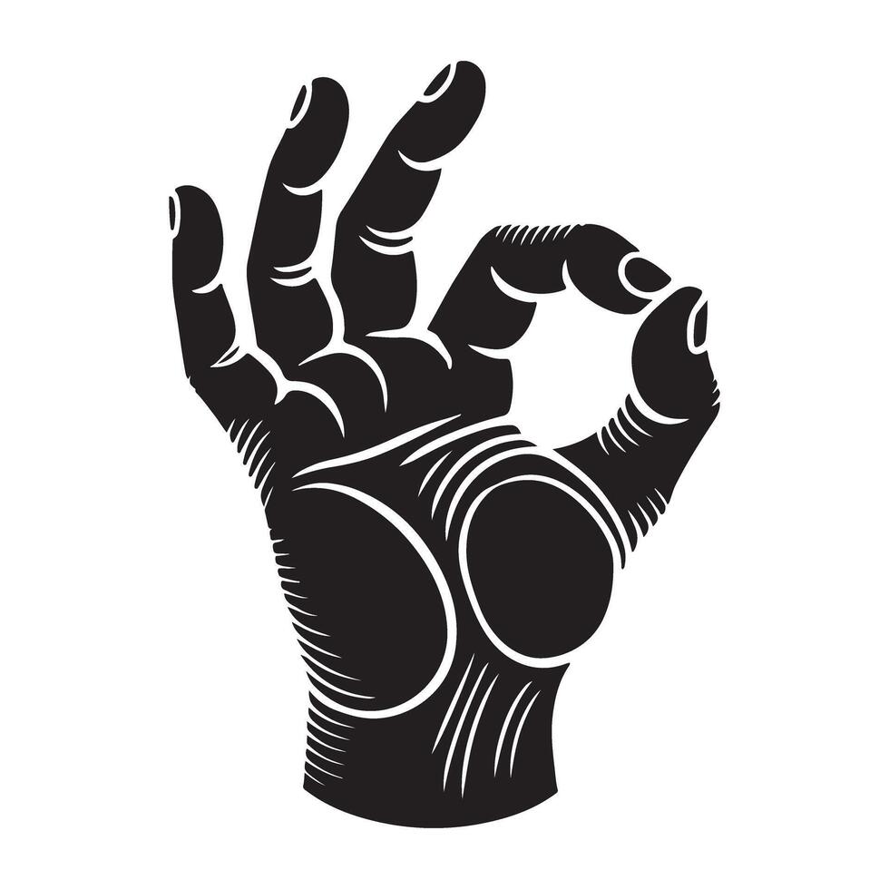 Okay Hand Gesture Silhouette Illustration Design vector