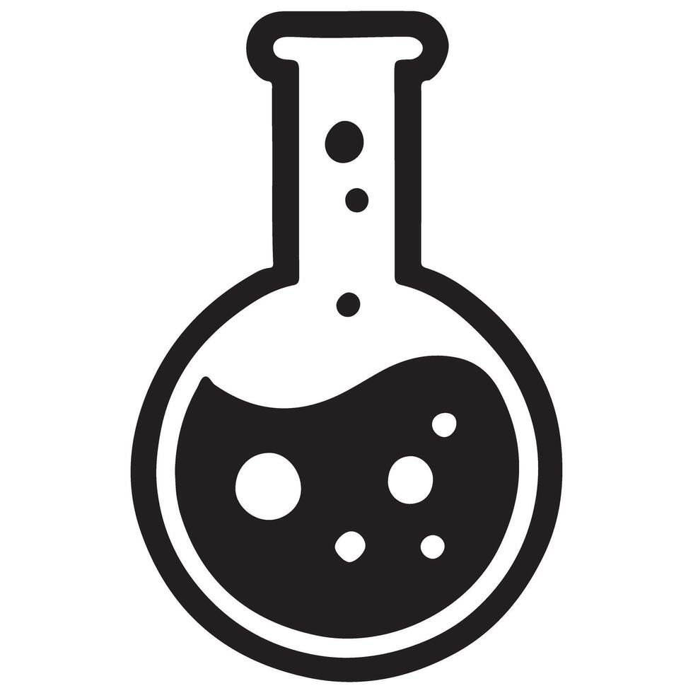 Simple Silhouette Erlenmeyer Flask with Bubbling Liquid Illustration vector