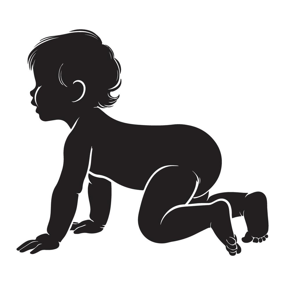 Crawling Baby Silhouette Illustration vector