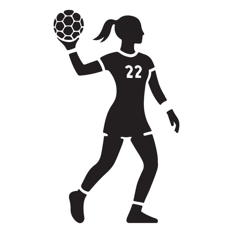 Silhouette of a Female Handball Player Throwing vector