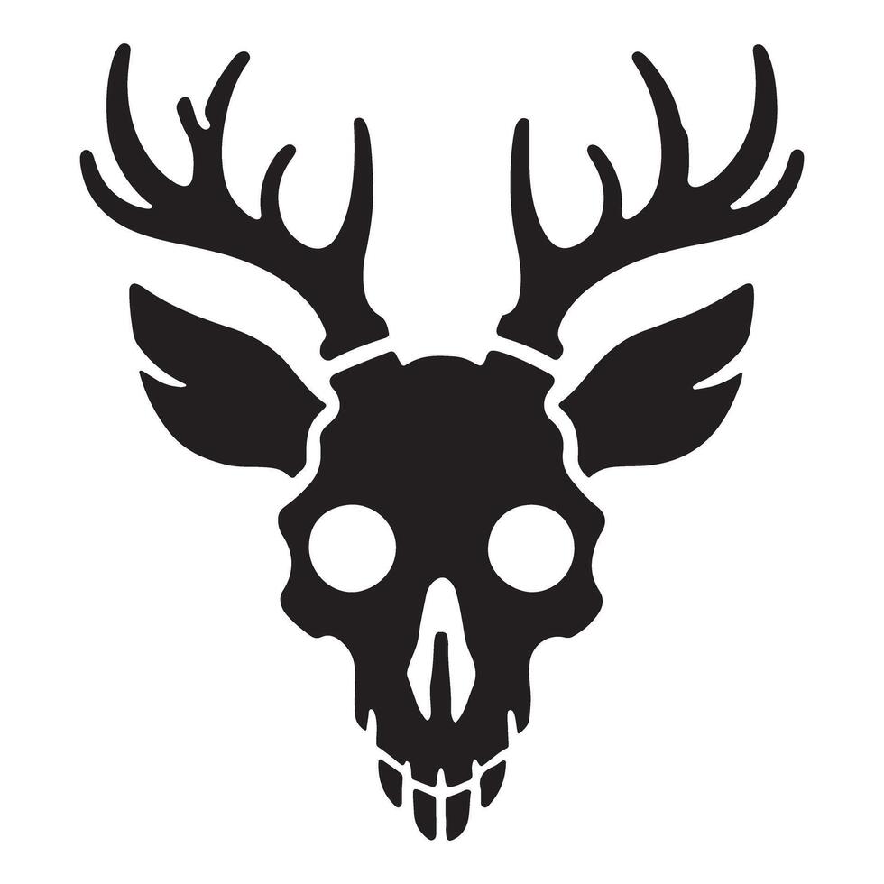 Deer Skull with Wings Silhouette Illustration vector