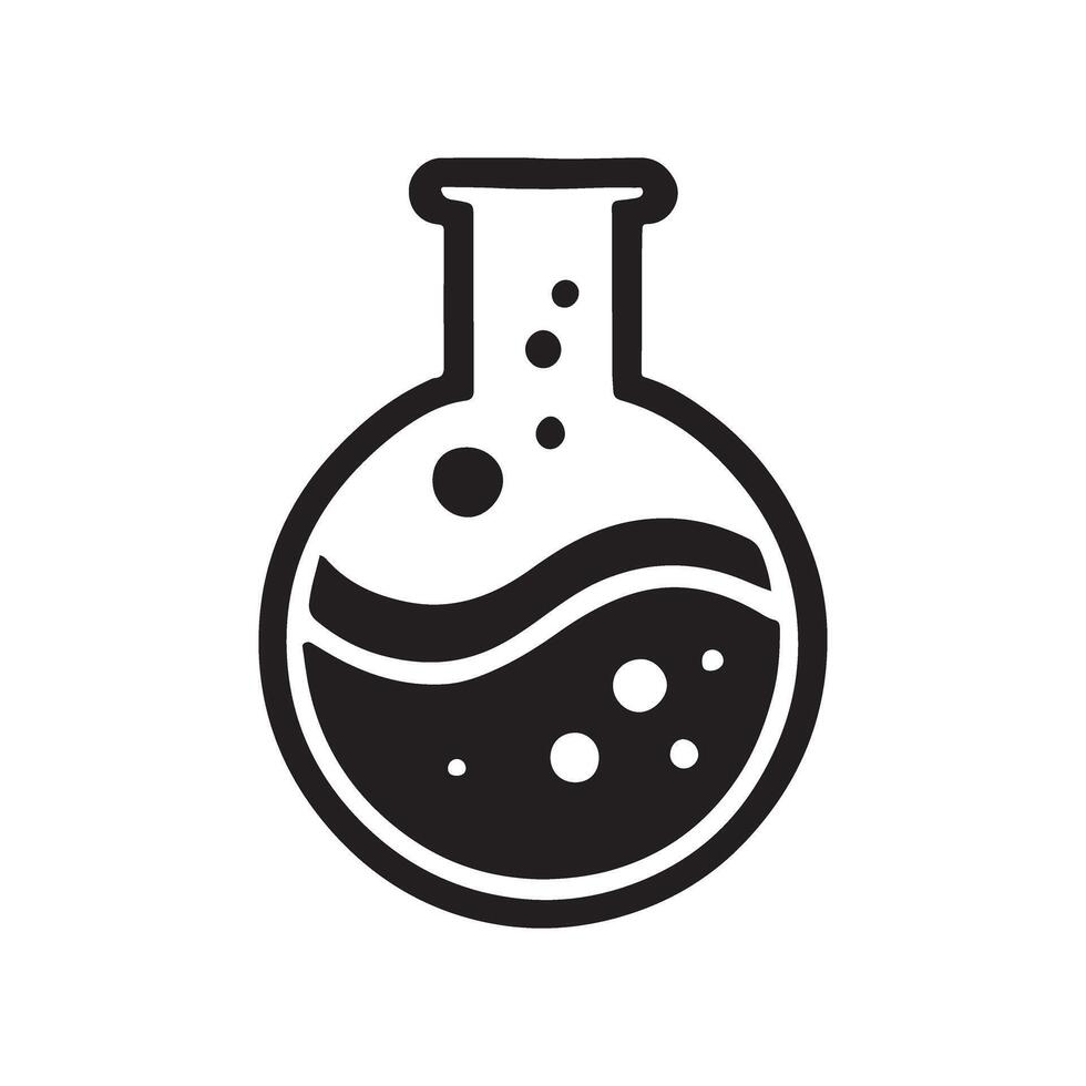 Black Silhouette Erlenmeyer Flask Icon vector