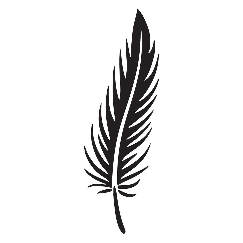 Vertical Black Feather Silhouette Illustration vector