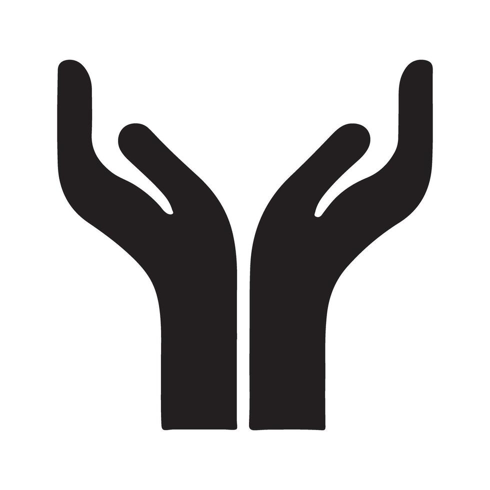 Silhouette of Two Hands Cupped Together in Prayer or Giving vector