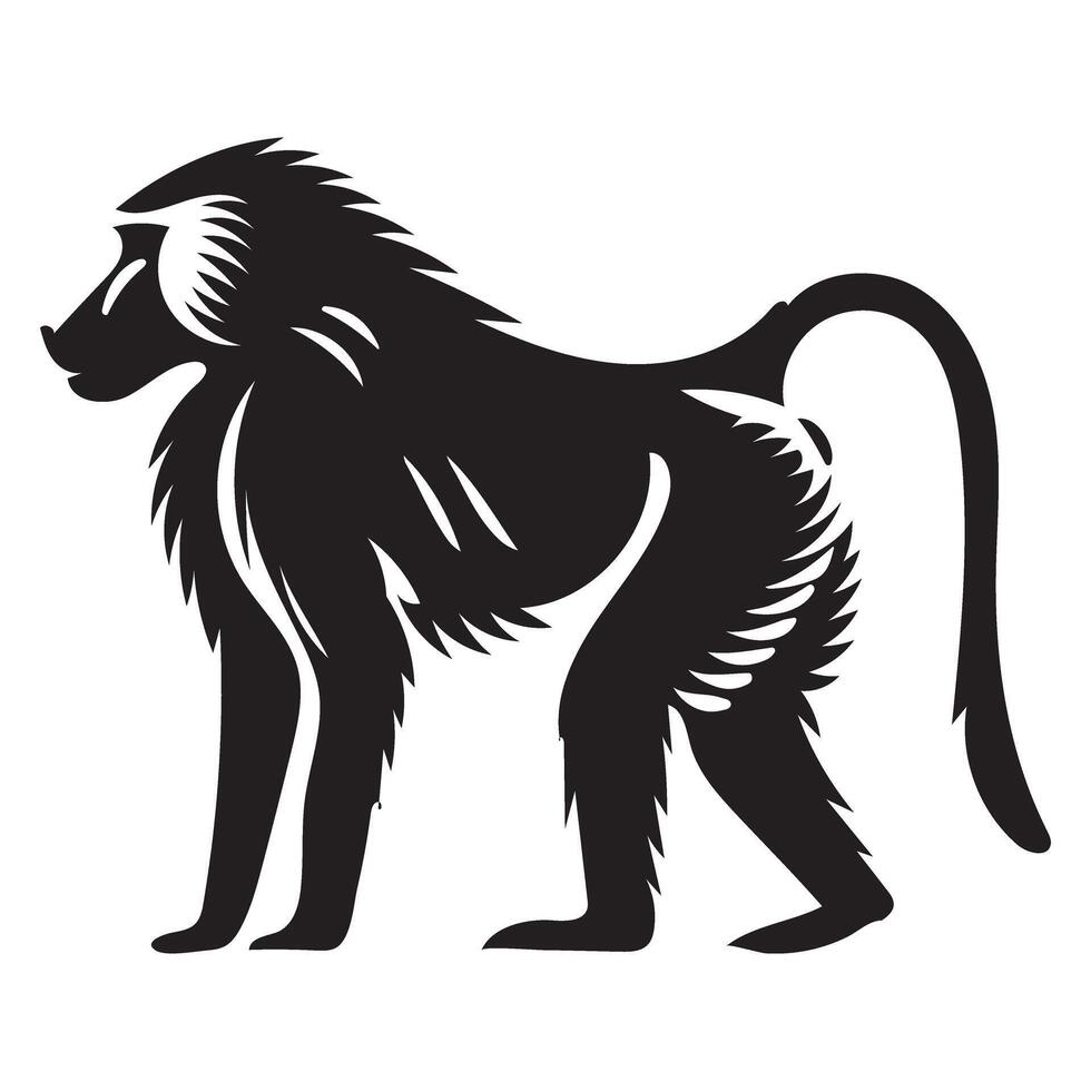 Powerful Baboon Silhouette Illustration vector