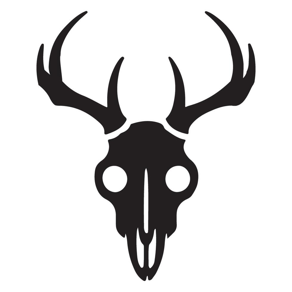 Deer Skull with Antlers Silhouette Illustration vector