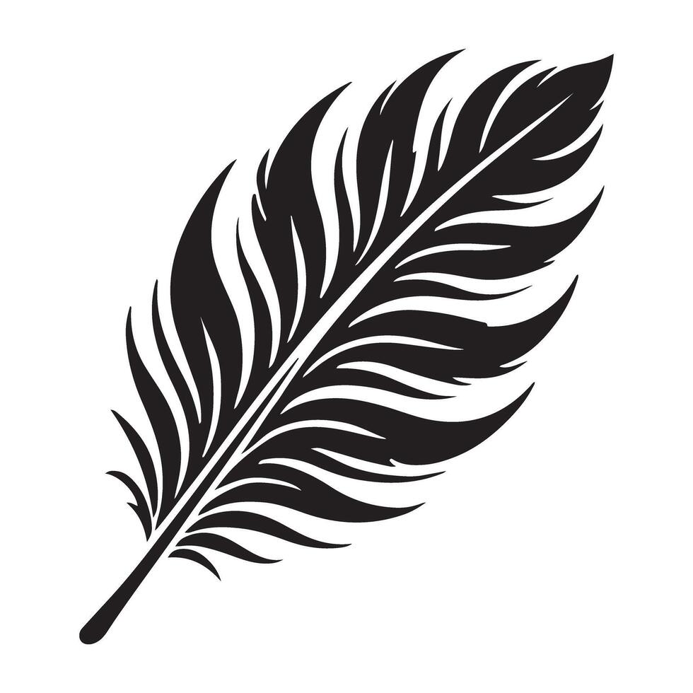 Elegant Black Silhouette Feather Illustration Design vector