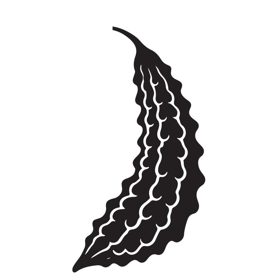 Curving Black Silhouette Bitter Melon Illustration vector