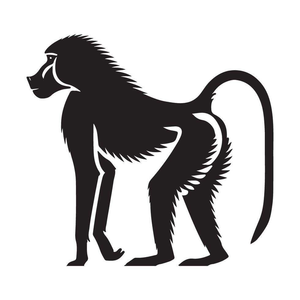 Baboon Silhouette Illustration for Wildlife or Safari Designs vector