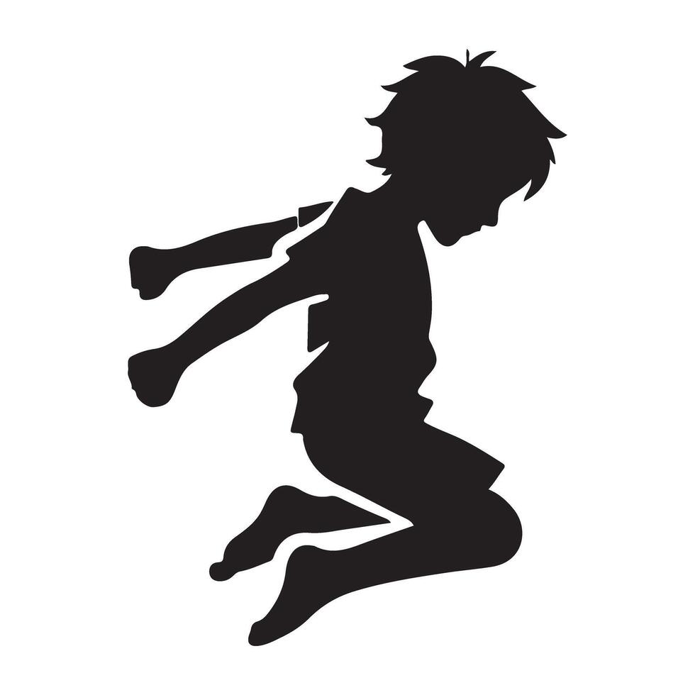 Dynamic Boy Silhouette Jumping Illustration vector