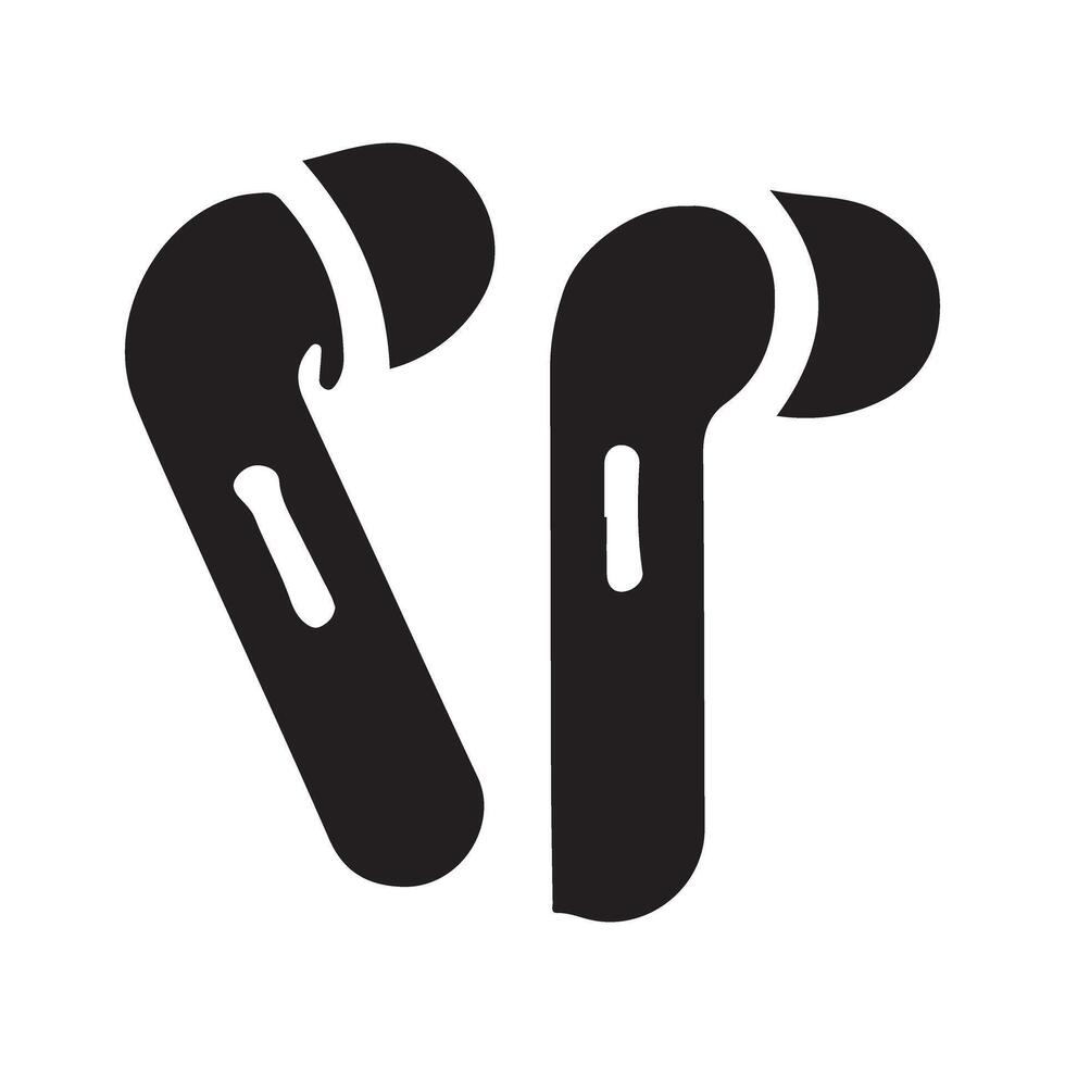 Modern Black Silhouette Wireless Earbuds Icon vector