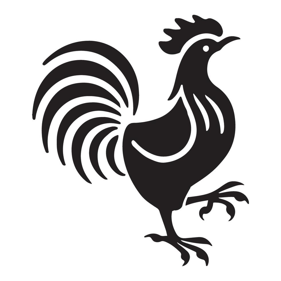 Majestic Rooster Silhouette Illustration in Striking Black vector