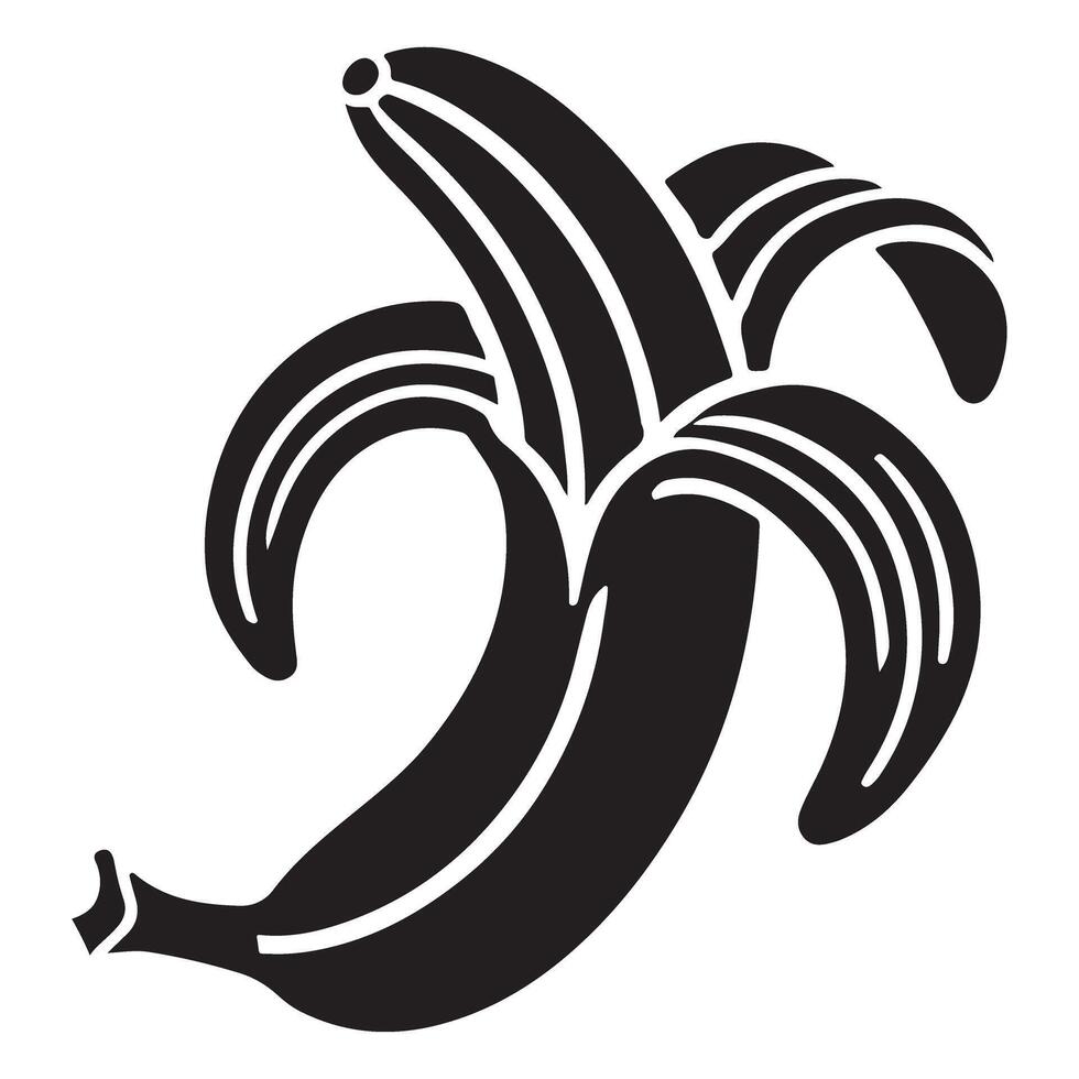 Peeled Banana Silhouette Illustration design vector