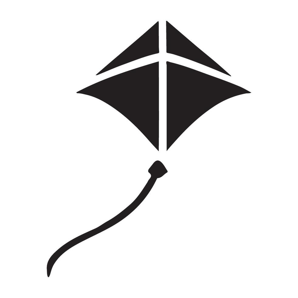 Simple Black Silhouette Kite Icon Flying Toy Wind vector