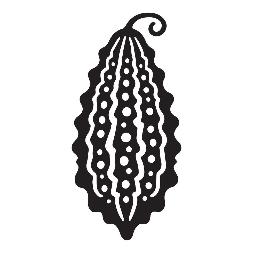 Intricate Black Silhouette Bitter Melon Illustration vector