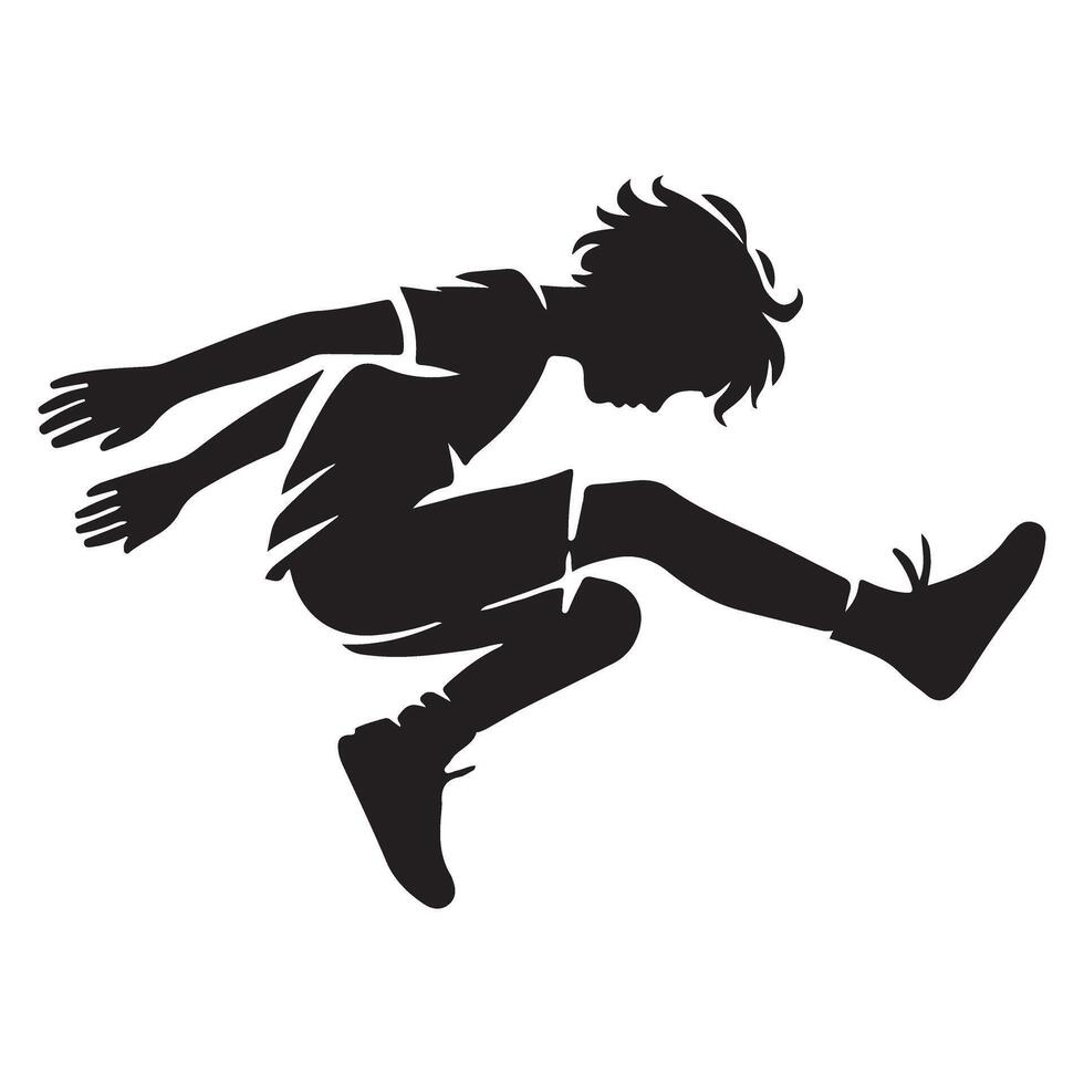Energetic Boy Silhouette Long Jump Illustration vector