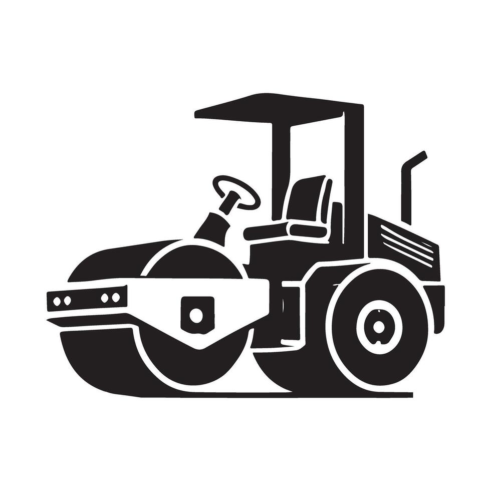 Road Roller Silhouette Construction Machinery Illustration vector