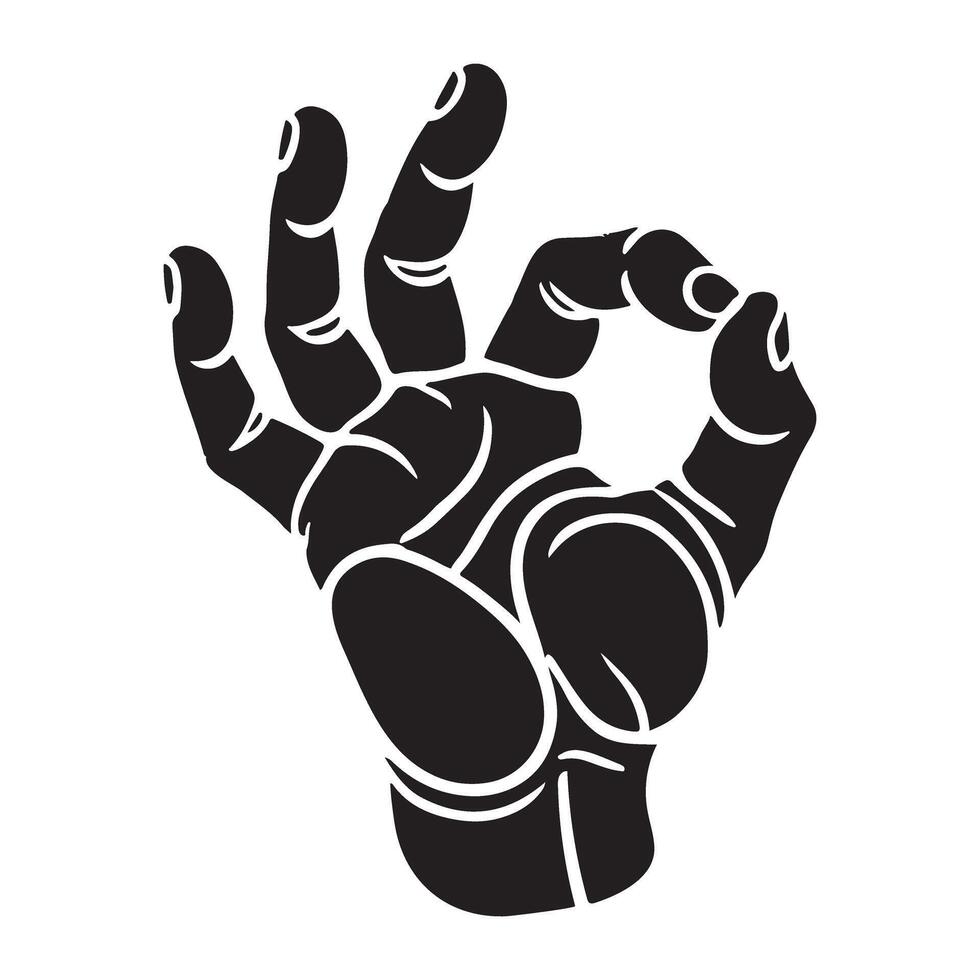 OK Hand Gesture Silhouette Illustration vector
