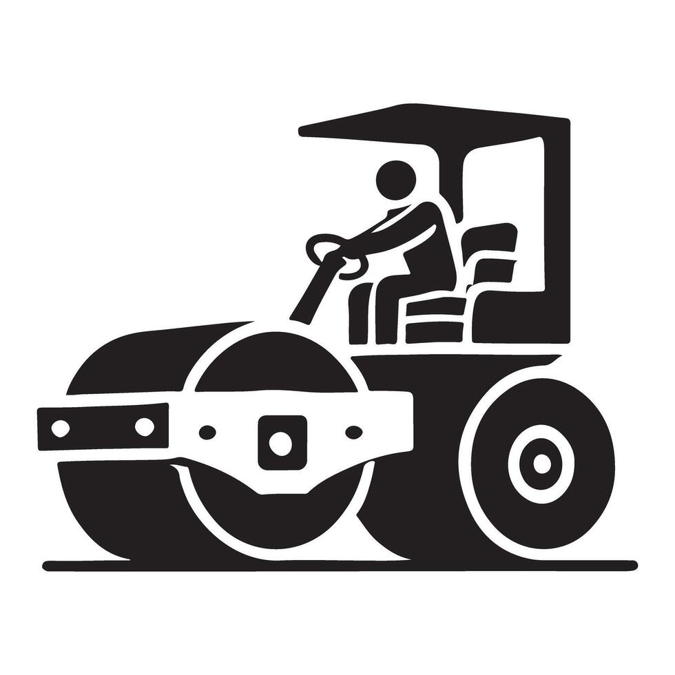 Road Roller Operator at Work Illustration vector