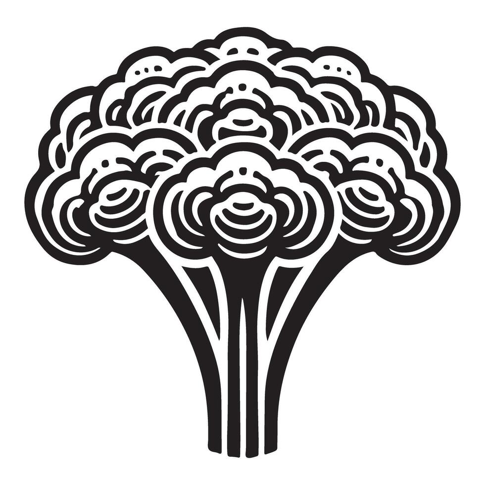 Broccoli Head Silhouette Illustration for Design vector