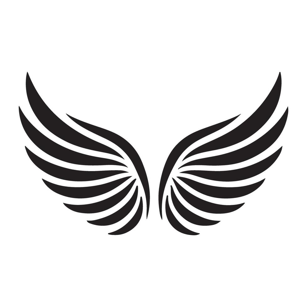 Simple Black and White Wings Illustration Design vector