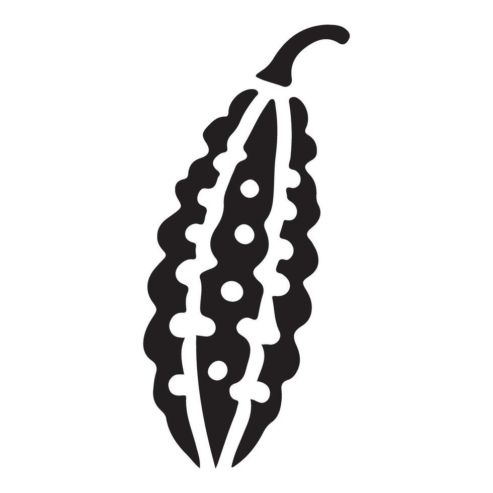 Detailed Black Silhouette Bitter Melon Art vector