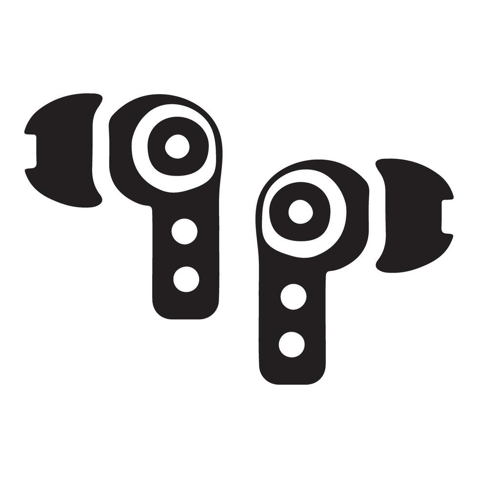 Sleek Black Silhouette Wireless Earbuds Icon Design vector