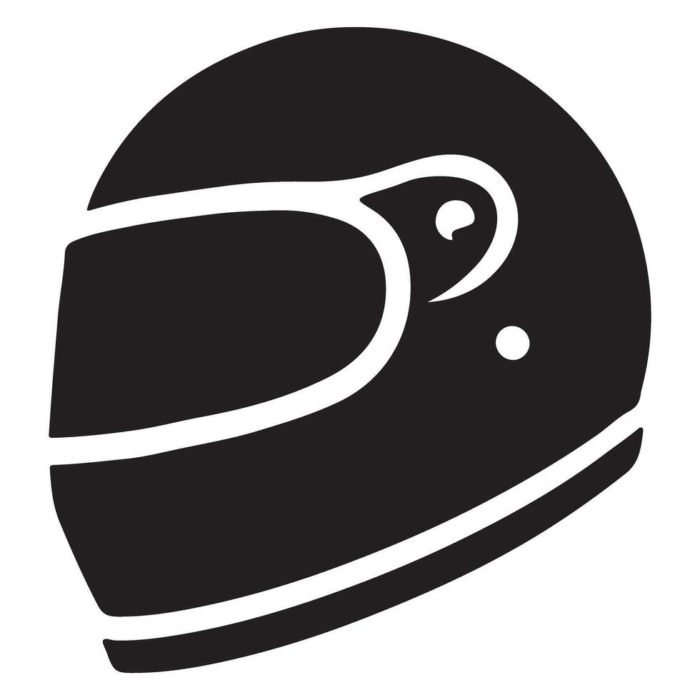 Detailed Black Silhouette Motorcycle Helmet Illustration vector
