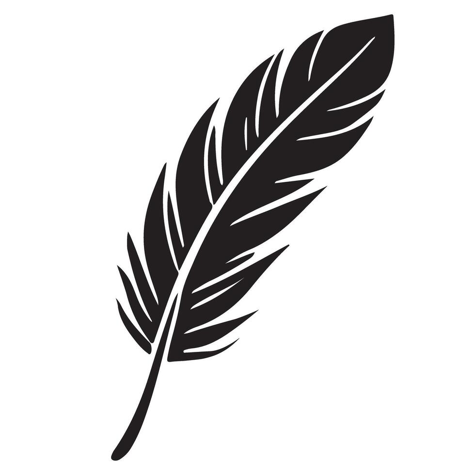 Detailed Black Silhouette Feather Illustration for Design vector