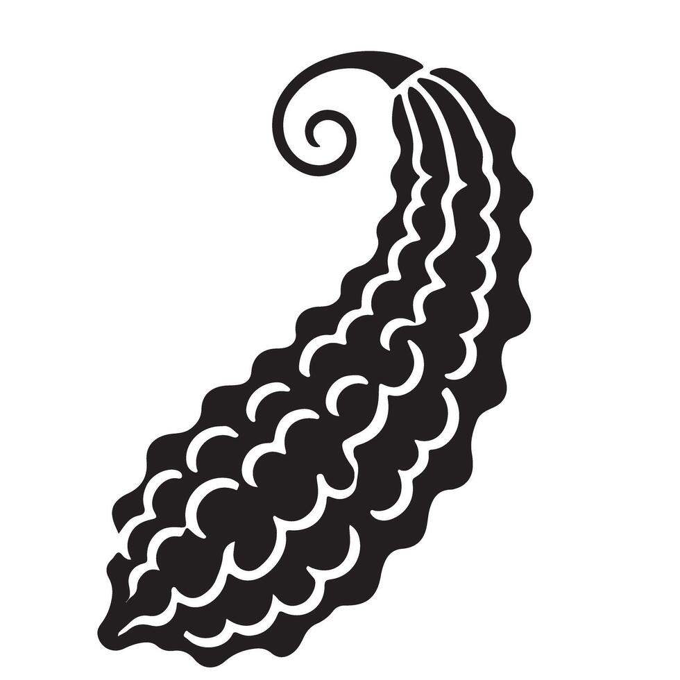 Unique Black Silhouette Bitter Melon Illustration design vector