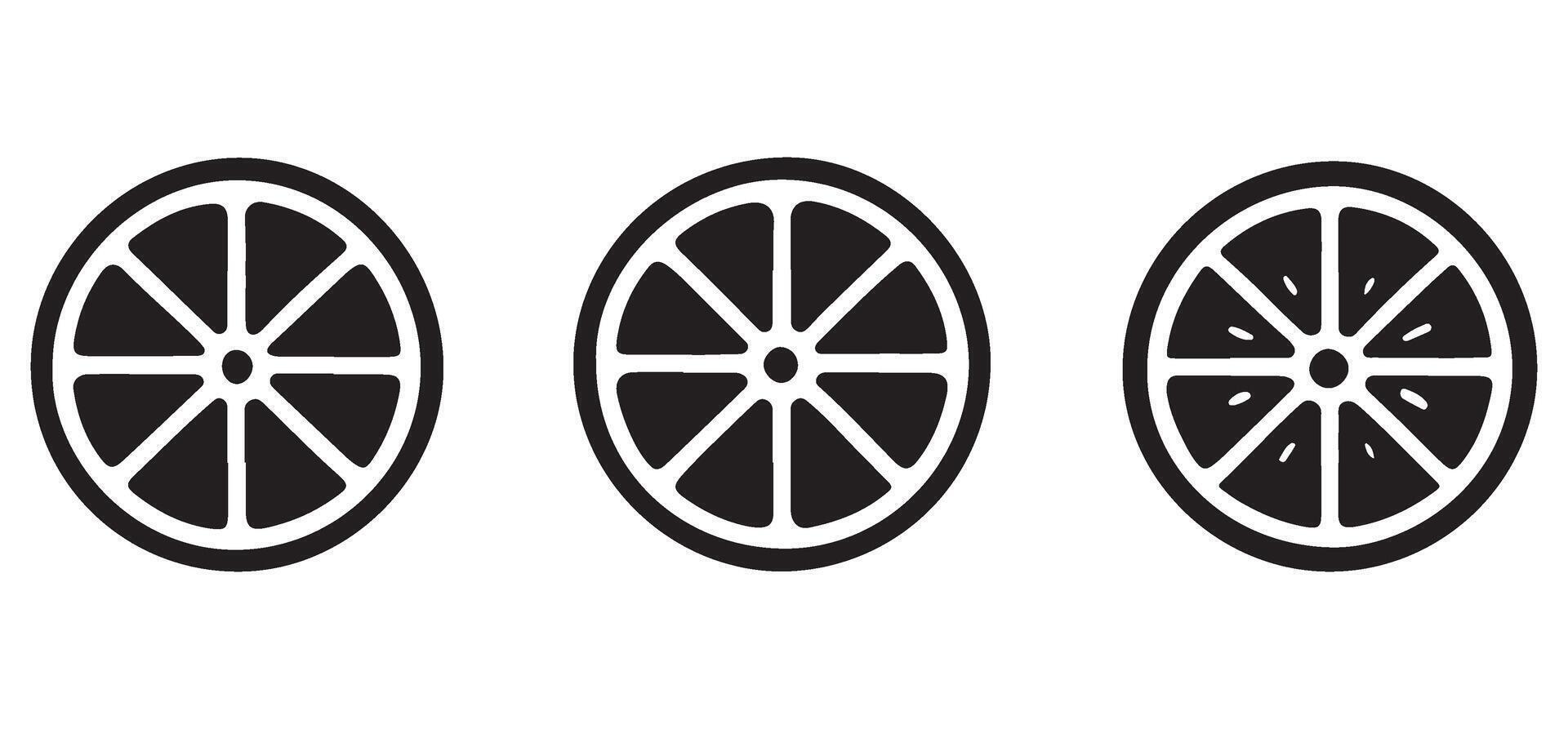 Set of Three Black Lemon Slice Illustrations vector