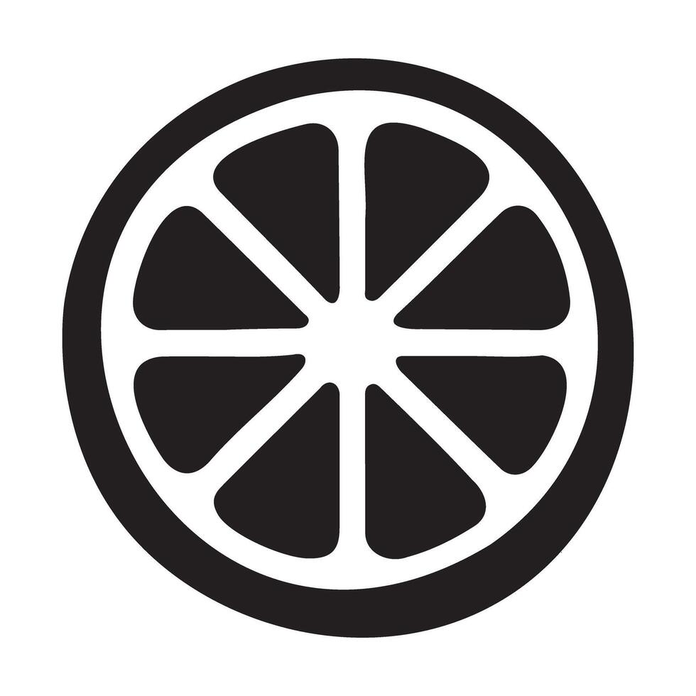 Simple Black and White Slice of Orange Illustration vector