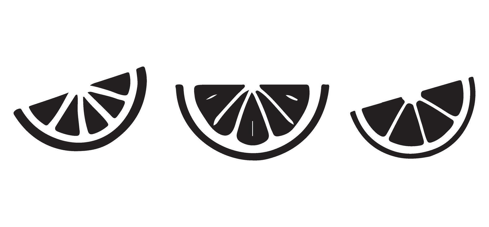 Three Simple Black and White Orange Slices Illustration vector