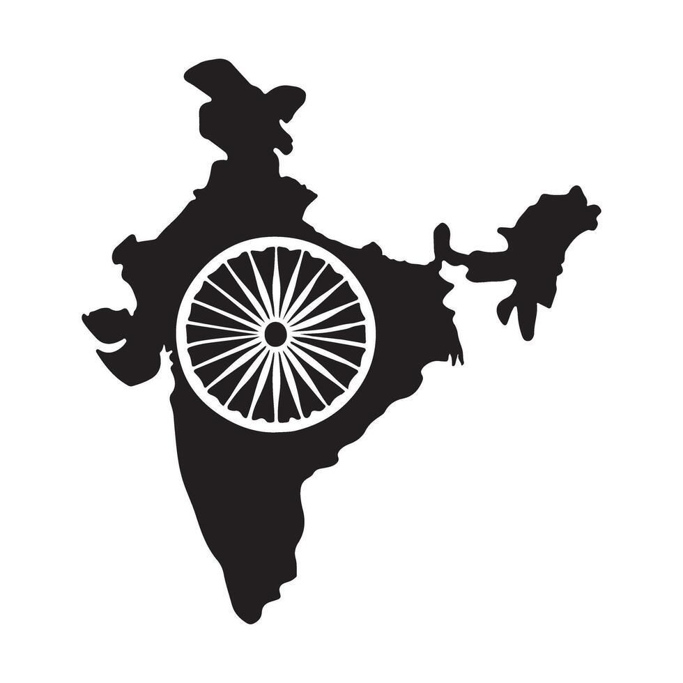 Detailed Silhouette Map of India Highlighting States vector