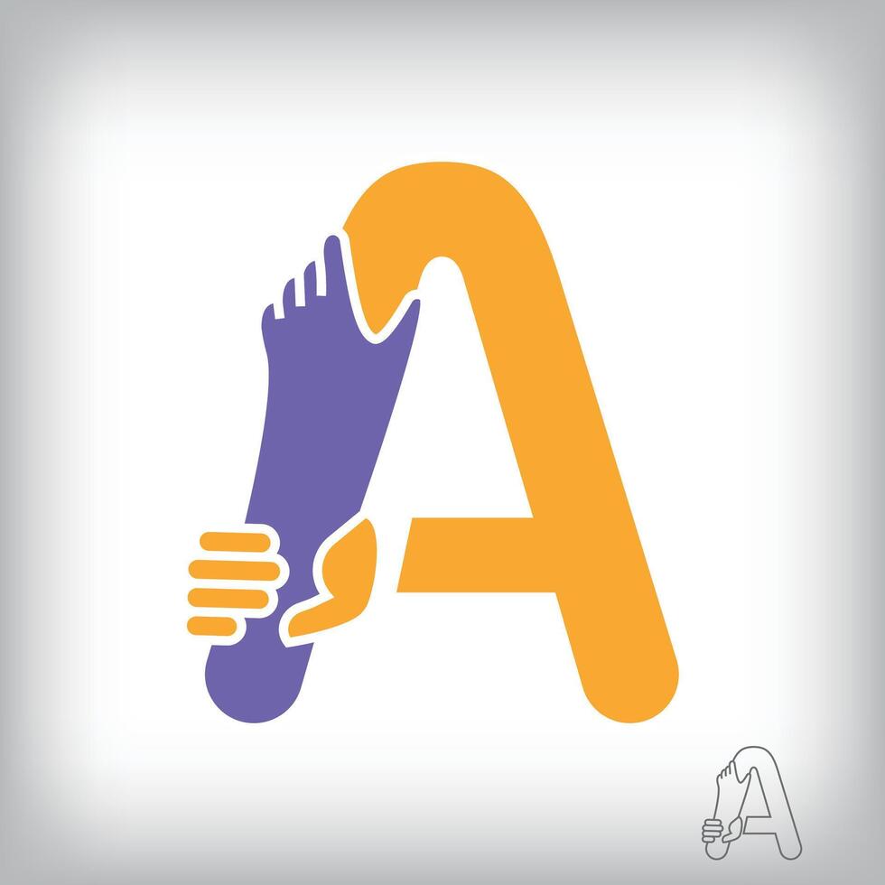 Unique handshake letter A design logo. Collaboration, help, agreement and teamwork corporate company design. vector