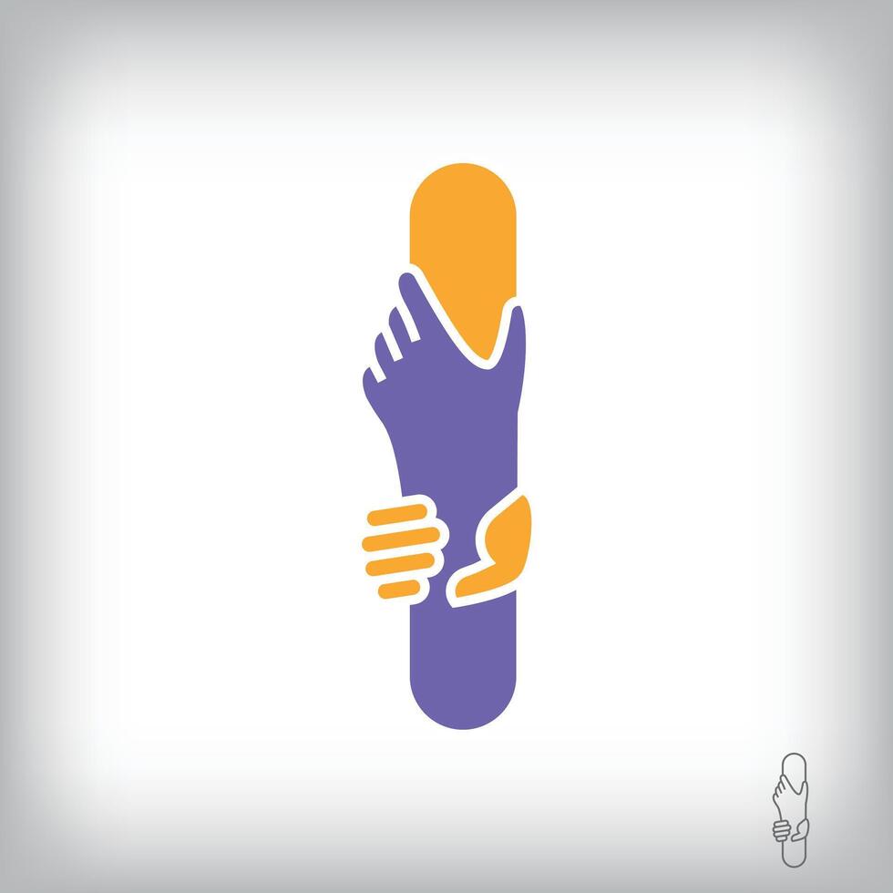 Unique handshake letter I design logo. Collaboration, help, agreement and teamwork corporate company design. vector