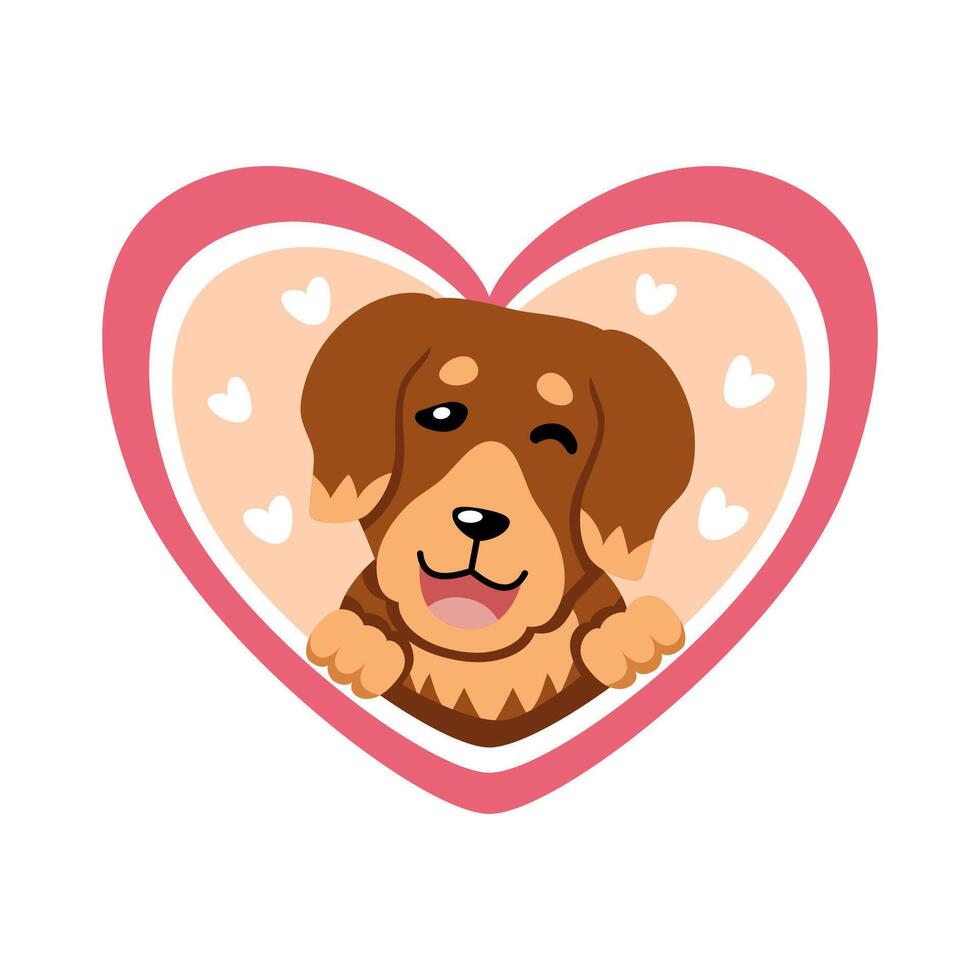 cartoon valentine dog with big heart vector