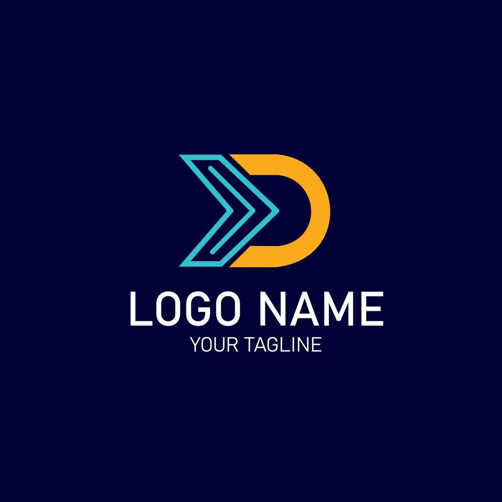 Abstract unique letter D with a modern beginning lettermark design for a logo vector