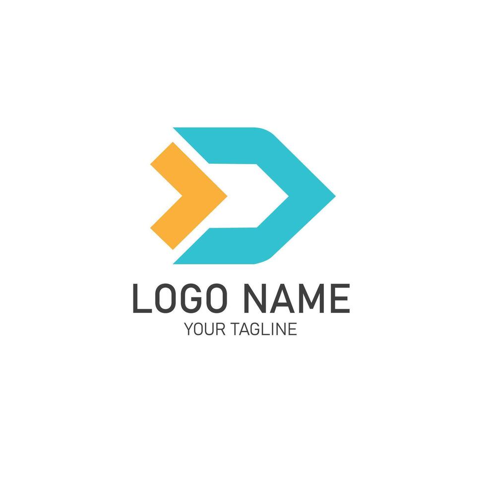 Abstract new text logo with the letter D in the alphabet vector