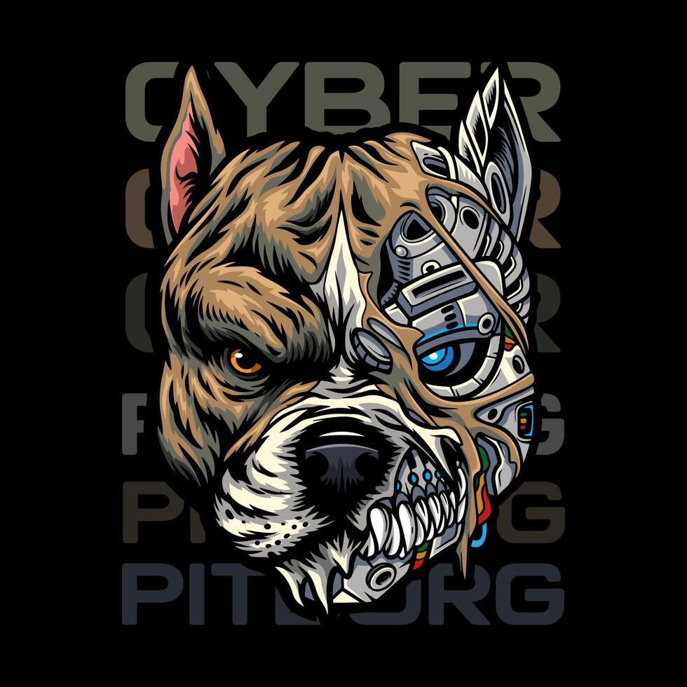 Pit bull cyborg head esport mascot logo design vector