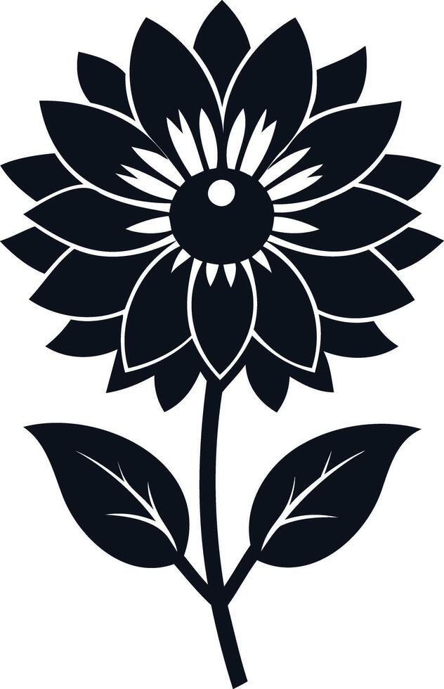 Elegant Black and White Sunflower Silhouette Design vector