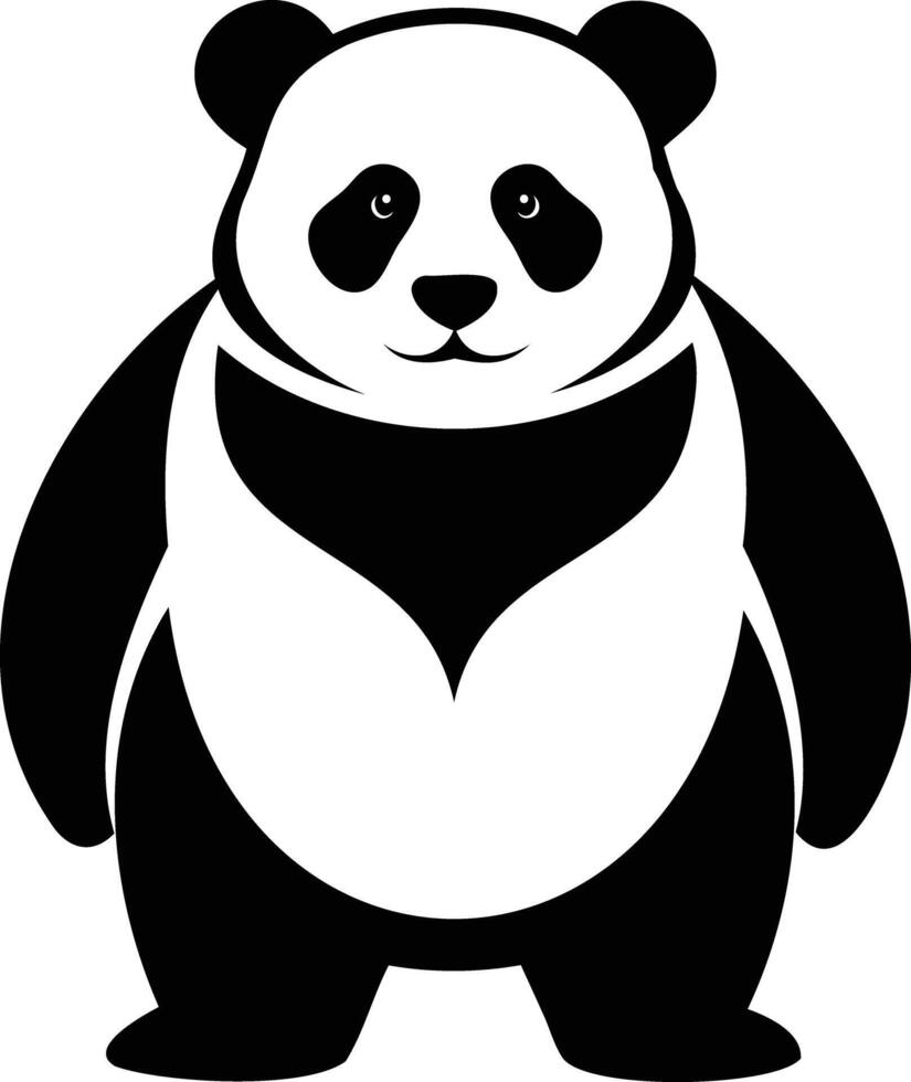 Cute Black and White Panda Silhouette Design vector