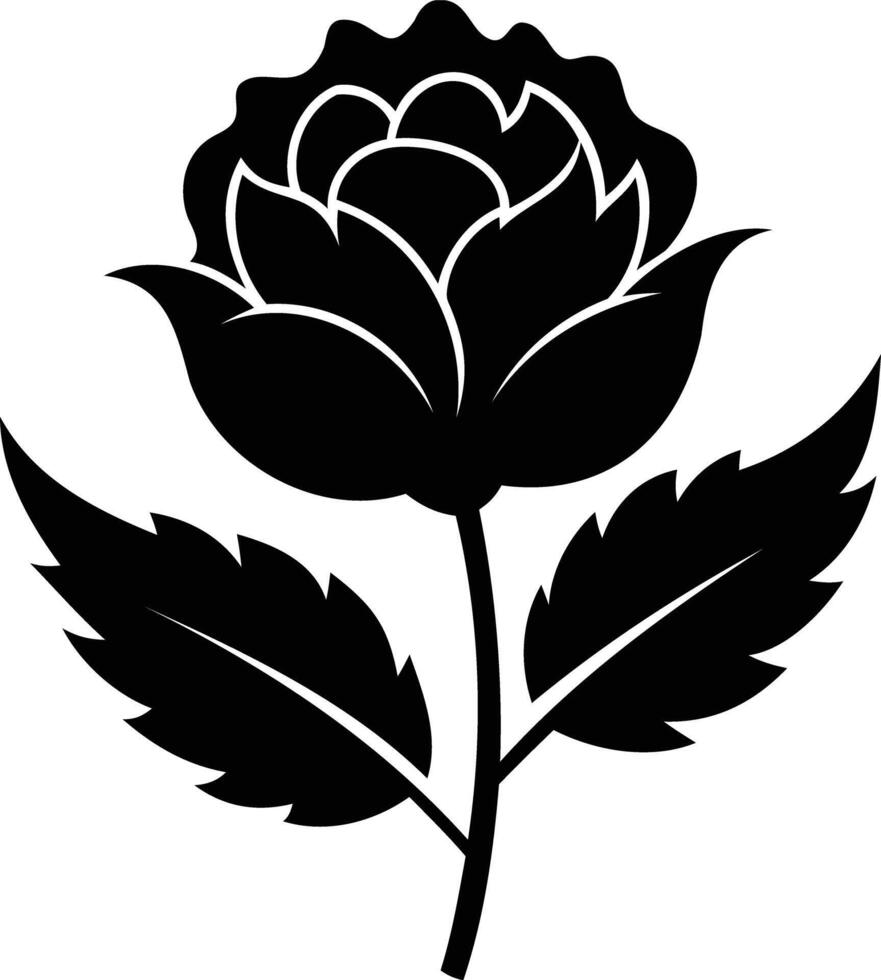 Elegant Black and White Rose Silhouette Design vector