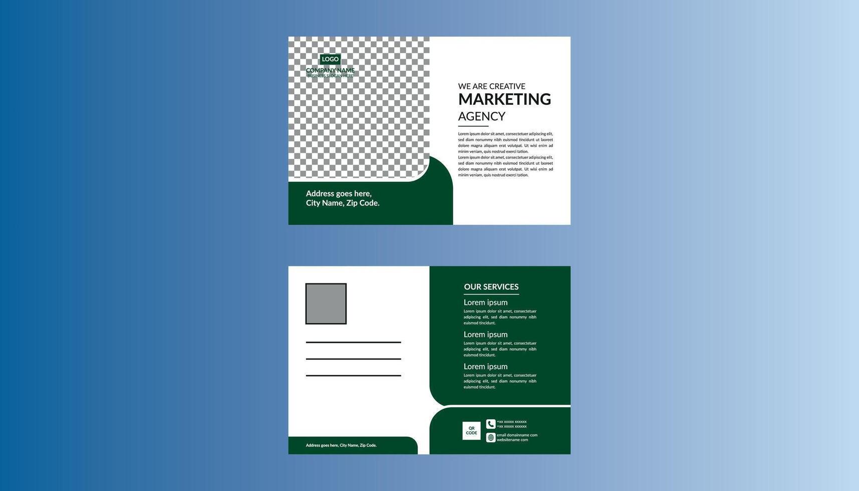 Modern Post Card Design. Minimal Layout Display for Promotional Campaign. vector